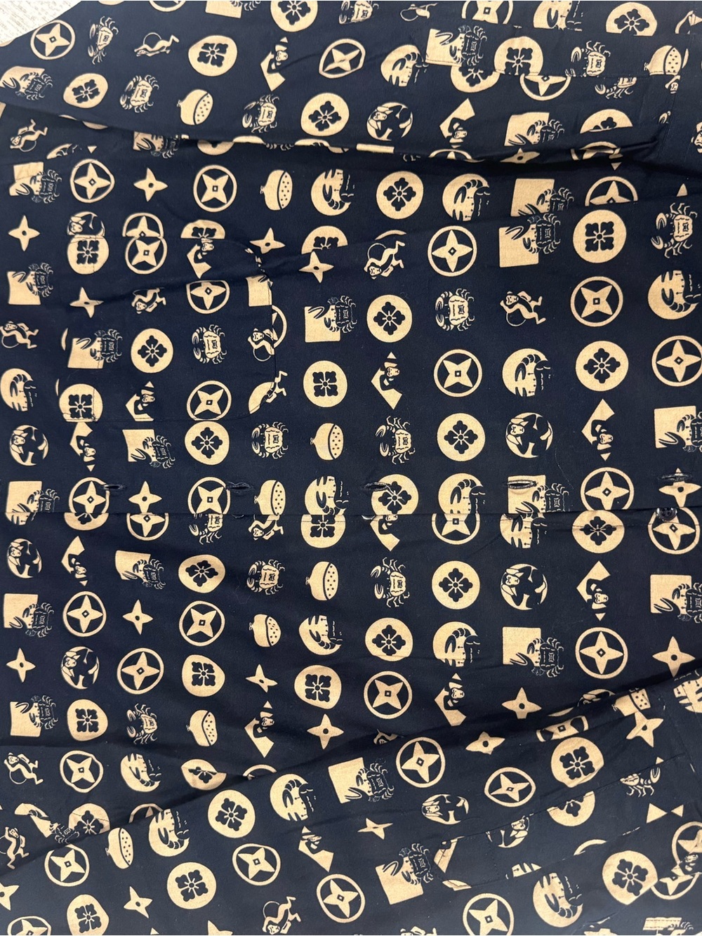 Naked & Famous Denim Navy and Cream Graphic Icon Shirt